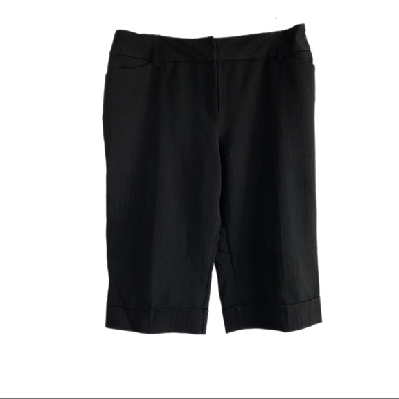Studio 253 Black Pinstriped Dress Capri Pants - Picture 1 of 6